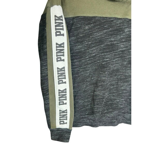 PINK VS Oversized Cowl Neck Pullover M Green Black Logo Sleeve Colorblock - Picture 5 of 11